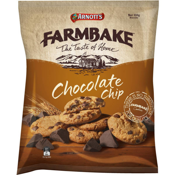 Arnotts Biscuits Farmbake Choc Chip Cookies