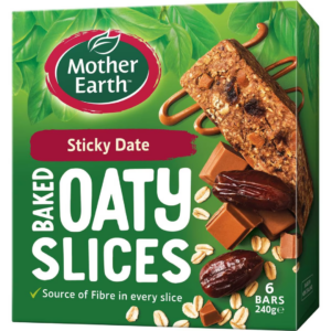 Mother Earth Baked Oaty Slices Sticky Date 6 Pack